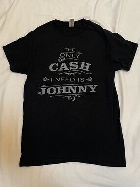 Johnny Cash Graphic T Shirt "The Only Cash I Need is Johnny" Black Mens Small